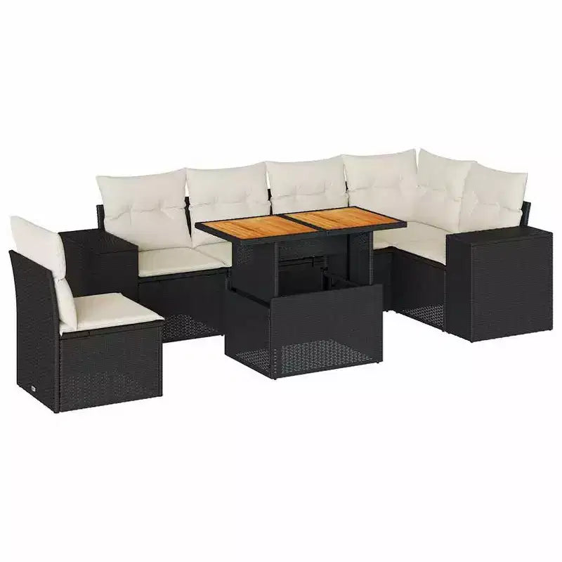 vidaXL Contemporary Garden Sofa Set in Poly Rattan with Cushions
