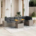 Set contemporaneo di divani da giardino vidaXL in polirattan con cuscini