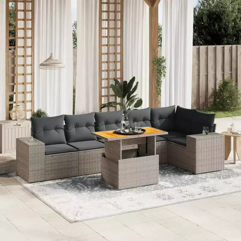 Set contemporaneo di divani da giardino vidaXL in polirattan con cuscini
