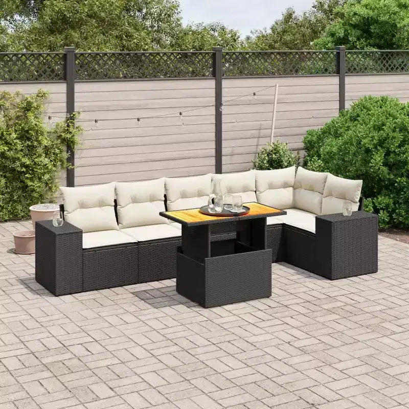 Set contemporaneo di divani da giardino vidaXL in polirattan con cuscini