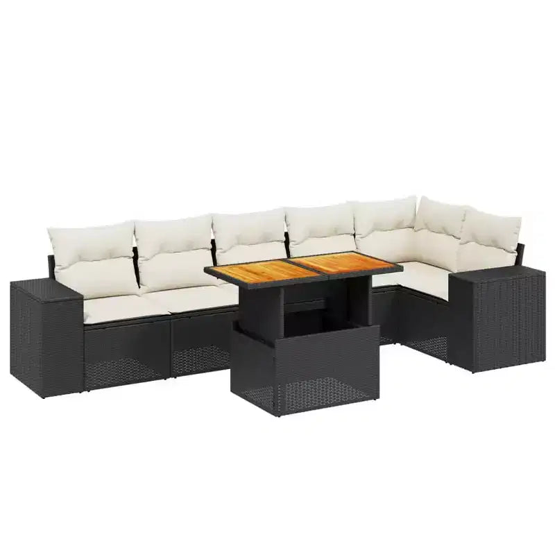 Set contemporaneo di divani da giardino vidaXL in polirattan con cuscini