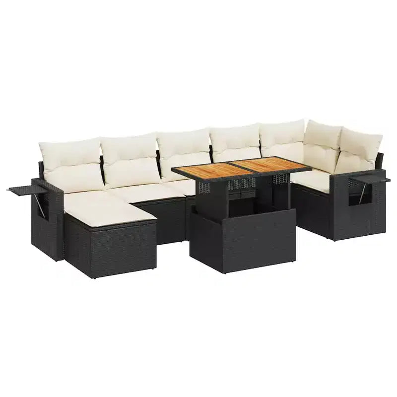 vidaXL Garden Sofa Set with Cushions - Multi-Colored Poly Rattan