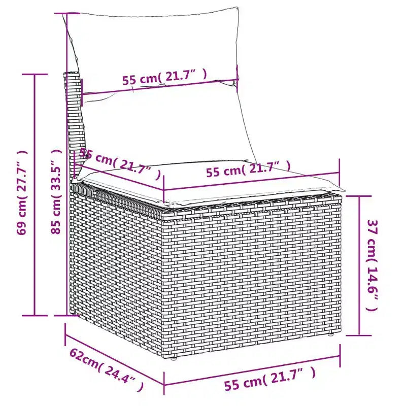 vidaXL Garden Sofa Set with Cushions - Multi-Colored Poly Rattan