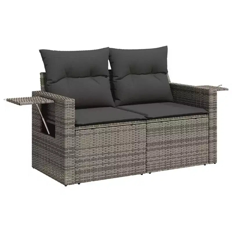 vidaXL Garden Sofa Set with Cushions - Multi-Colored Poly Rattan