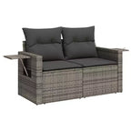 vidaXL Garden Sofa Set with Cushions - Multi-Colored Poly Rattan