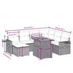 vidaXL Garden Sofa Set with Cushions - Multi-Colored Poly Rattan