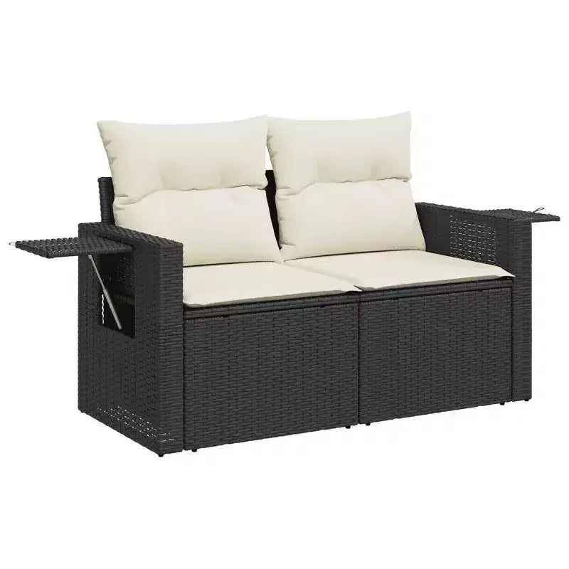 vidaXL Garden Sofa Set with Cushions - Multi-Colored Poly Rattan