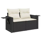 vidaXL Garden Sofa Set with Cushions - Multi-Colored Poly Rattan