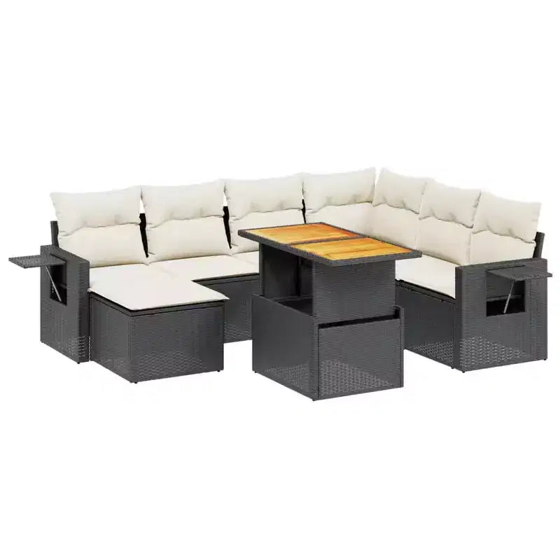 vidaXL Garden Sofa Set with Cushions - Multi-Colored Poly Rattan