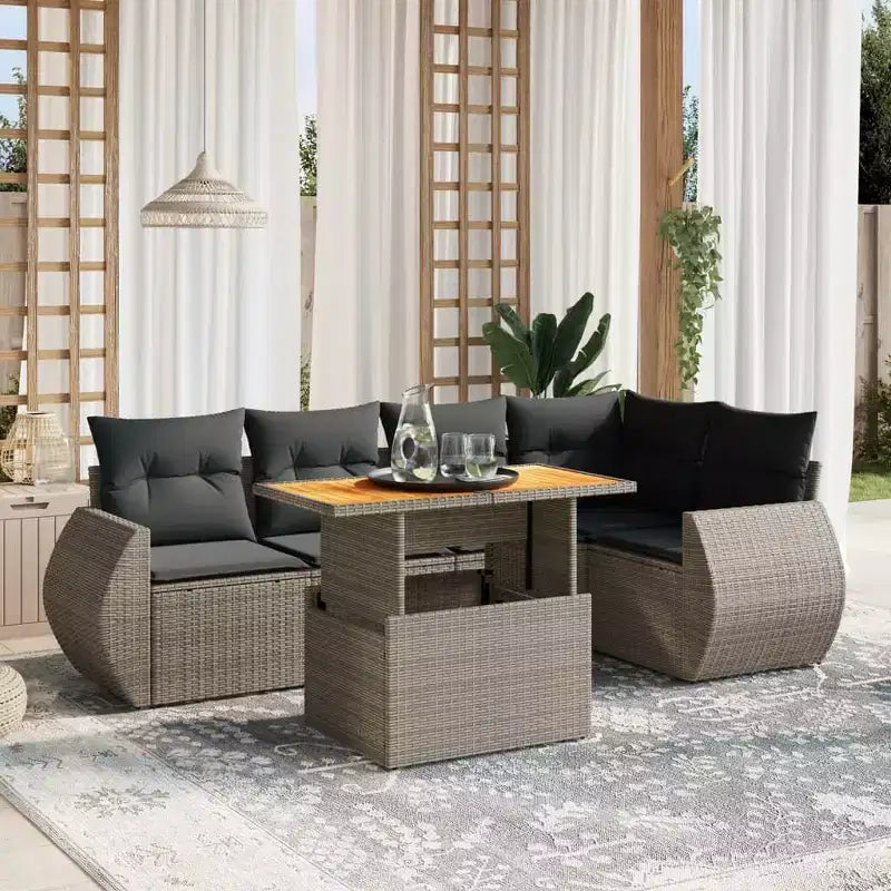 Set di divani da giardino vidaXL in rattan PE, 6 pezzi, con fodere rimovibili