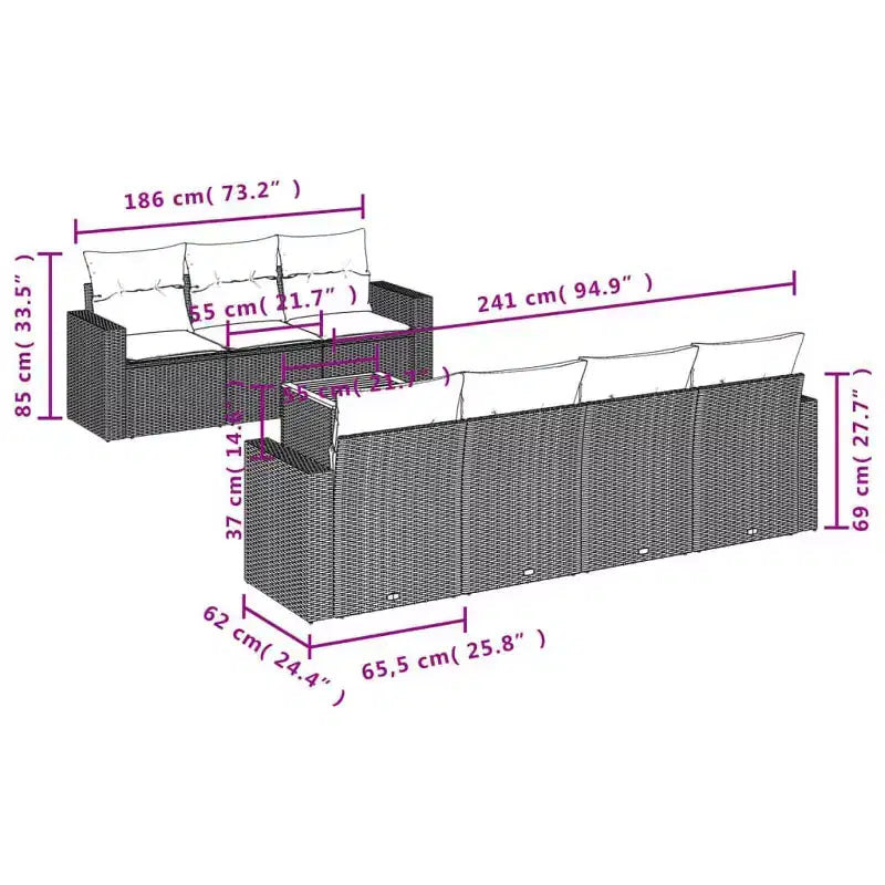Ensemble de canapés modulaires vidaXL pour extérieur avec coussins