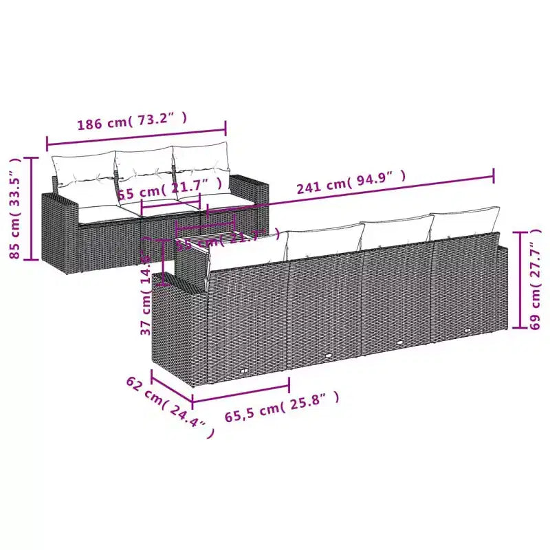 Ensemble de canapés modulaires vidaXL pour extérieur avec coussins