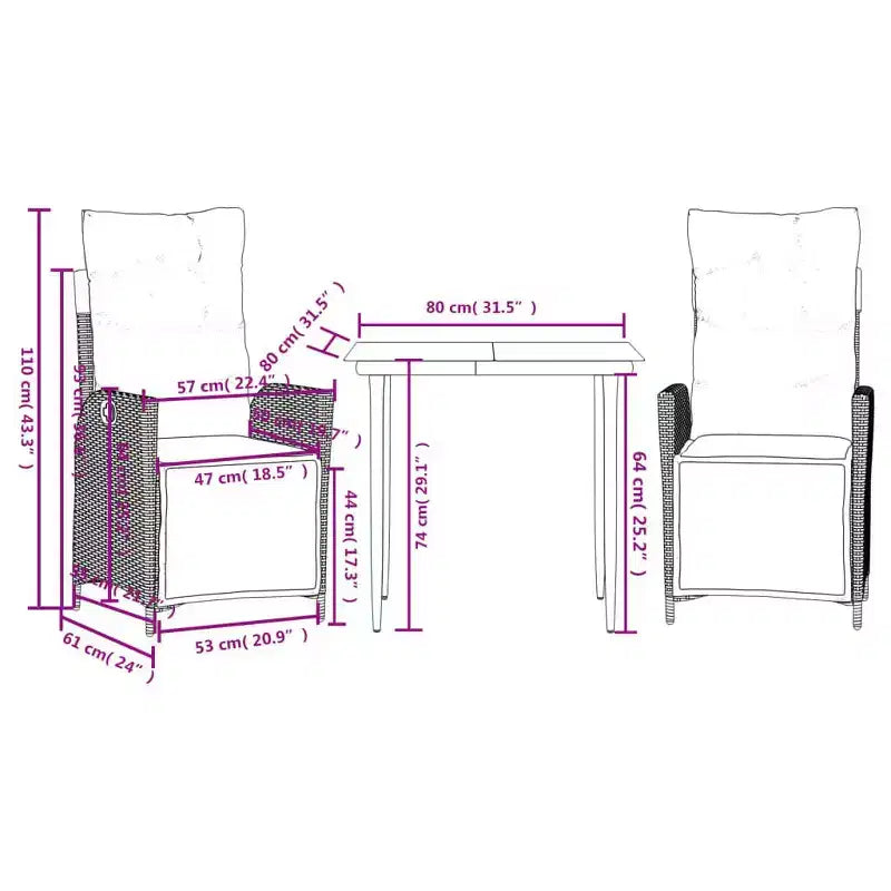 Ensemble repas de jardin moderne vidaXL en osier