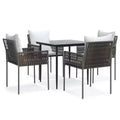 vidaXL Patio Dining Set with Cushions Outdoor Furniture Poly Rattan and Steel