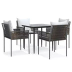 vidaXL Patio Dining Set with Cushions Outdoor Furniture Poly Rattan and Steel