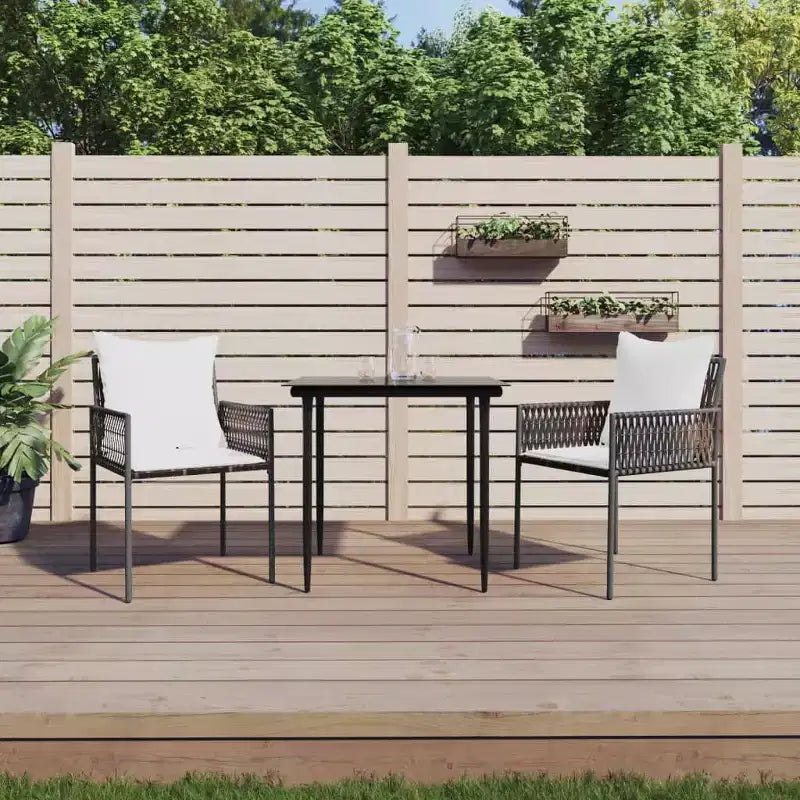 Ensemble de salle à manger vidaXL pour terrasse avec coussins, mobilier d’extérieur en polyrotin et acier