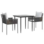 Ensemble de salle à manger vidaXL pour terrasse avec coussins, mobilier d’extérieur en polyrotin et acier