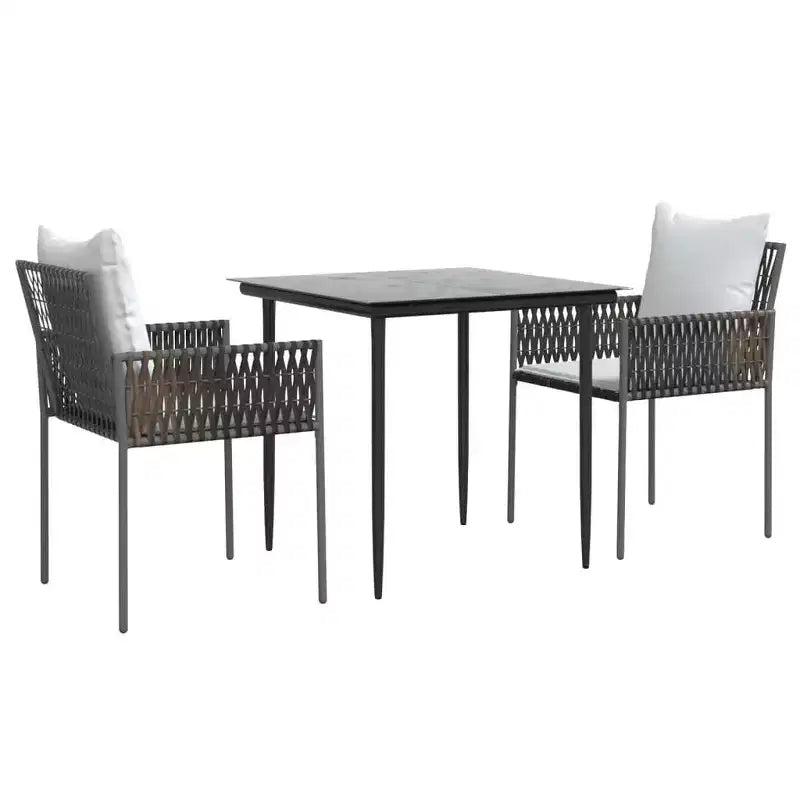 Ensemble de salle à manger vidaXL pour terrasse avec coussins, mobilier d’extérieur en polyrotin et acier