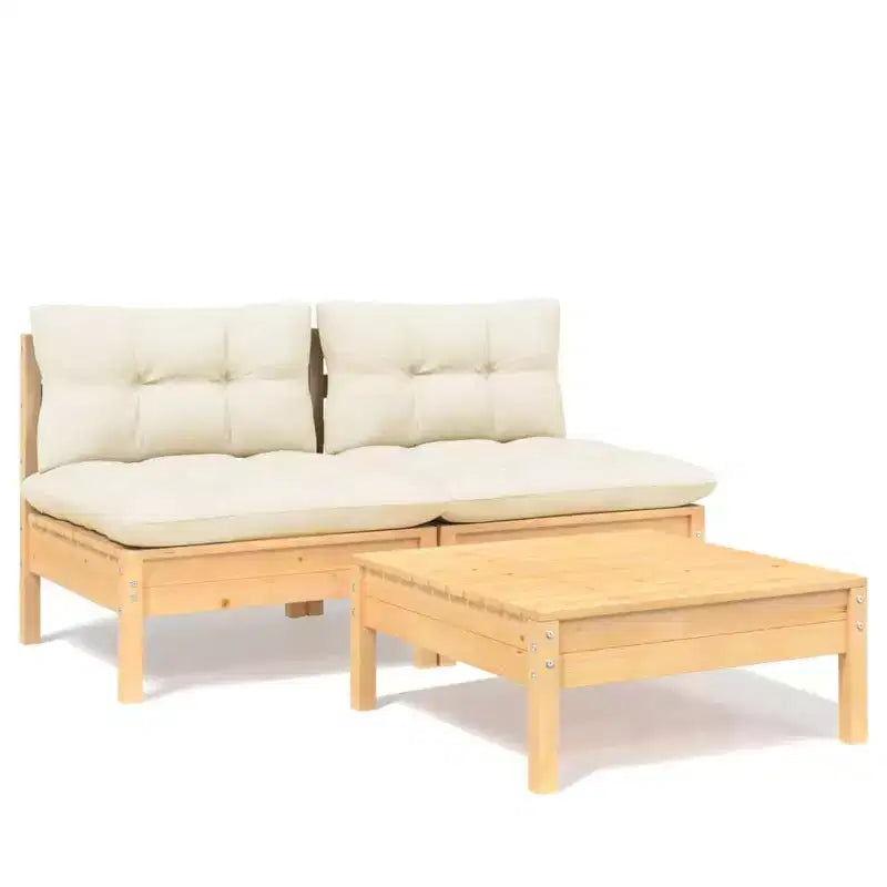 vidaXL Solid Pinewood Patio Lounge Set with Cushions Multi Colors