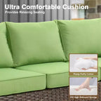 HOMLUX 7-teiliges Lounge-Set aus Korbgeflecht mit 3-Sitzer-Sofa, Zweisitzer-Sofa, Rattanstühlen, Hockern und Feuerstelle für Garten und Hinterhof