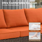 HOMLUX 7-teiliges Lounge-Set aus Korbgeflecht mit 3-Sitzer-Sofa, Zweisitzer-Sofa, Rattanstühlen, Hockern und Feuerstelle für Garten und Hinterhof
