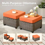 HOMLUX 7-teiliges Lounge-Set aus Korbgeflecht mit 3-Sitzer-Sofa, Zweisitzer-Sofa, Rattanstühlen, Hockern und Feuerstelle für Garten und Hinterhof