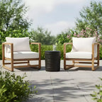 Christopher Knight Home Isadora Patio 3 Piece Acacia Wood Oversized Seating Set with Cushions and Lightweight Concrete Table