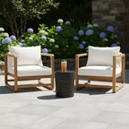 Ensemble de salon surdimensionné Christopher Knight Home Isadora pour terrasse, 3 pièces en bois d’acacia, avec coussins et table en béton léger