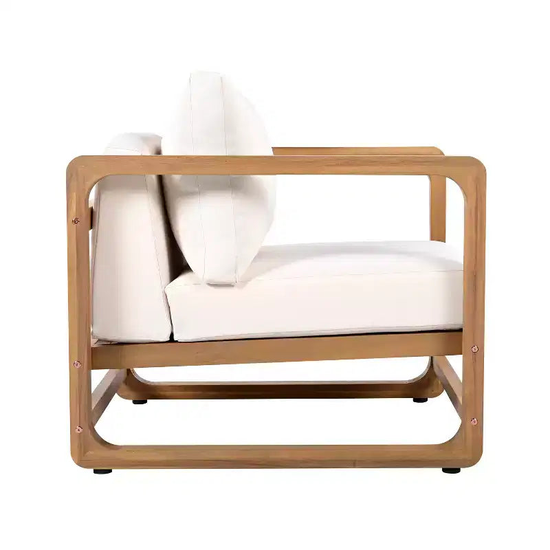 Ensemble de salon surdimensionné Christopher Knight Home Isadora pour terrasse, 3 pièces en bois d’acacia, avec coussins et table en béton léger
