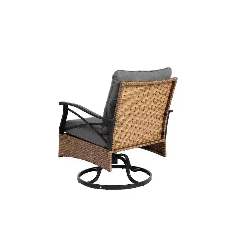 Ensemble Whisen de 3 pièces pour extérieur, avec 1 table et 2 fauteuils à bascule pivotants – marron et gris