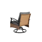 Ensemble Whisen de 3 pièces pour extérieur, avec 1 table et 2 fauteuils à bascule pivotants – marron et gris