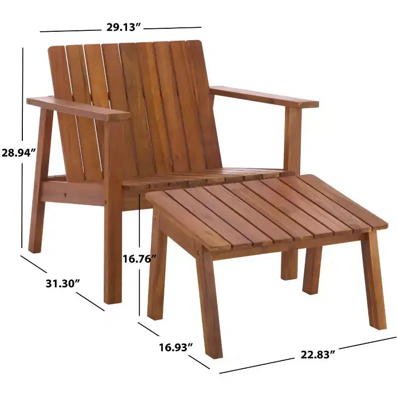 Ensemble de terrasse avec fauteuil et pouf Fallon – intérieur/extérieur – PAT7333 – naturel – Safavieh