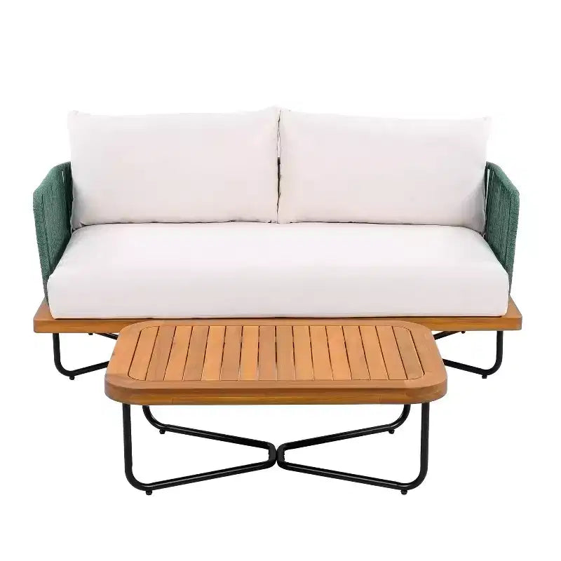 Set da esterno Christopher Knight Home Anil composto da 2 pezzi, con divano in legno di acacia e metallo e tavolino da caffè con doghe