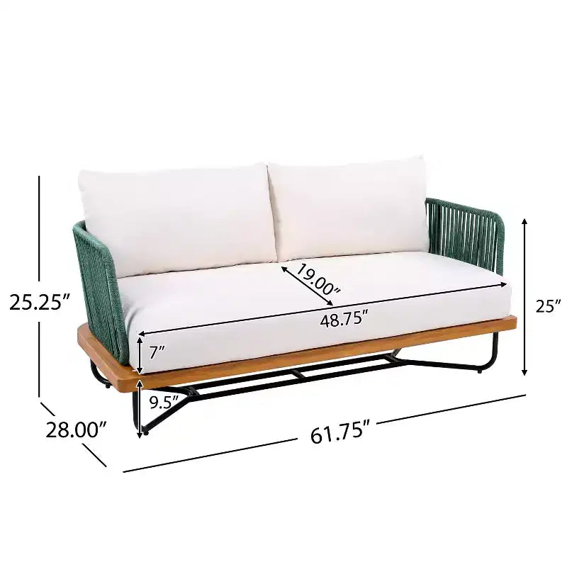 Set da esterno Christopher Knight Home Anil composto da 2 pezzi, con divano in legno di acacia e metallo e tavolino da caffè con doghe