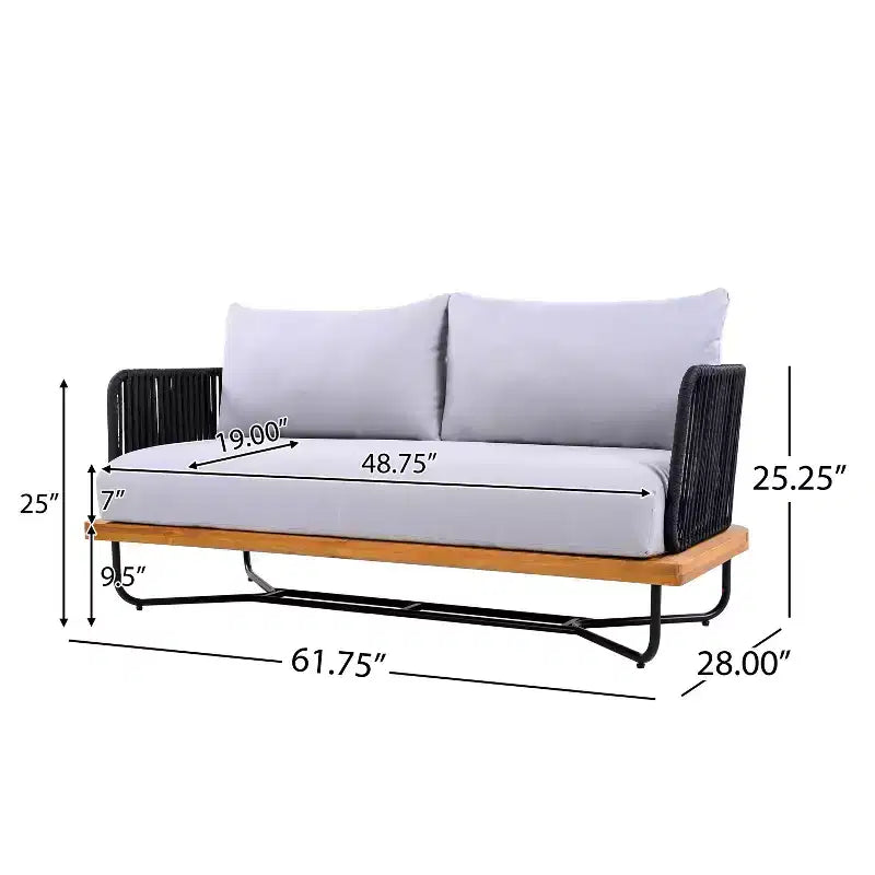 Set da esterno Christopher Knight Home Anil composto da 2 pezzi, con divano in legno di acacia e metallo e tavolino da caffè con doghe