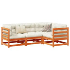 vidaXL Patio Sofa Set in Rustic Wood with Cushions