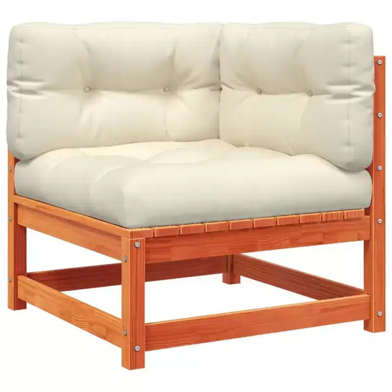 vidaXL Patio Sofa Set in Rustic Wood with Cushions