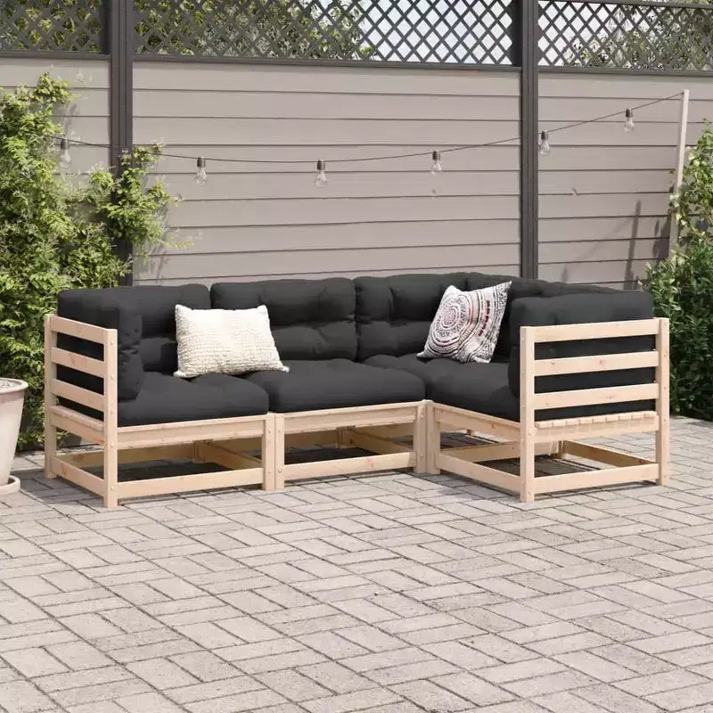 vidaXL Patio Sofa Set in Rustic Wood with Cushions