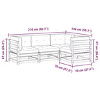 vidaXL Patio Sofa Set in Rustic Wood with Cushions