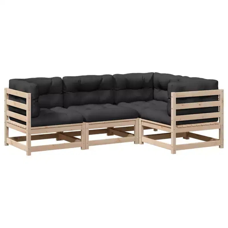 vidaXL Patio Sofa Set in Rustic Wood with Cushions