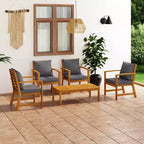 vidaXL Set da giardino con lounge, grigio, in legno massello di acacia, 100% poliestere Standard