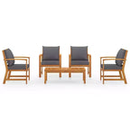 vidaXL Set da giardino con lounge, grigio, in legno massello di acacia, 100% poliestere Standard