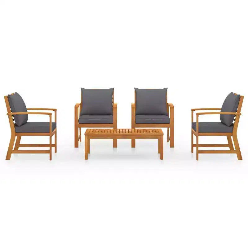 vidaXL Set da giardino con lounge, grigio, in legno massello di acacia, 100% poliestere Standard