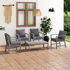 vidaXL Set da giardino con lounge, grigio, in legno massello di acacia, 100% poliestere Standard
