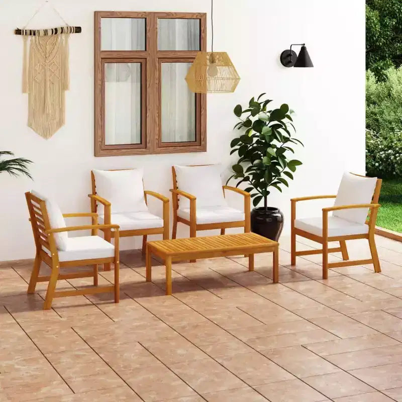 vidaXL Set da giardino con lounge, grigio, in legno massello di acacia, 100% poliestere Standard