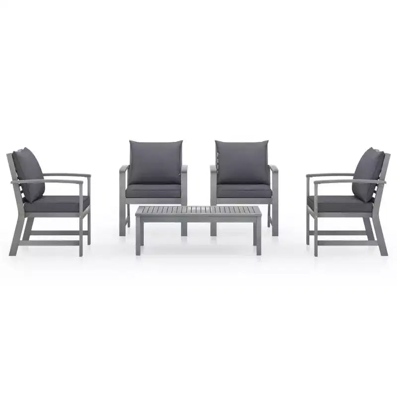 vidaXL Set da giardino con lounge, grigio, in legno massello di acacia, 100% poliestere Standard