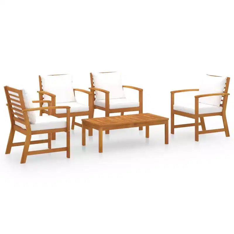 vidaXL Garden Lounge Set Grey Solid Acacia Wood, 100% Polyester Standard
