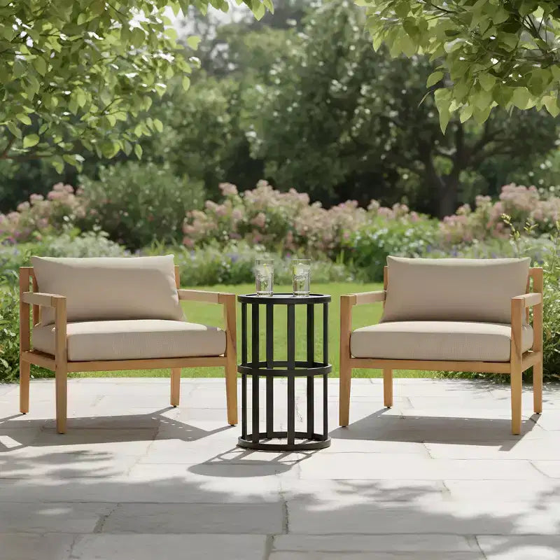 Juego de exterior Christopher Knight Home Justina de 3 piezas, con silla de cuerda de madera de acacia y mesa auxiliar con azulejos de cerámica