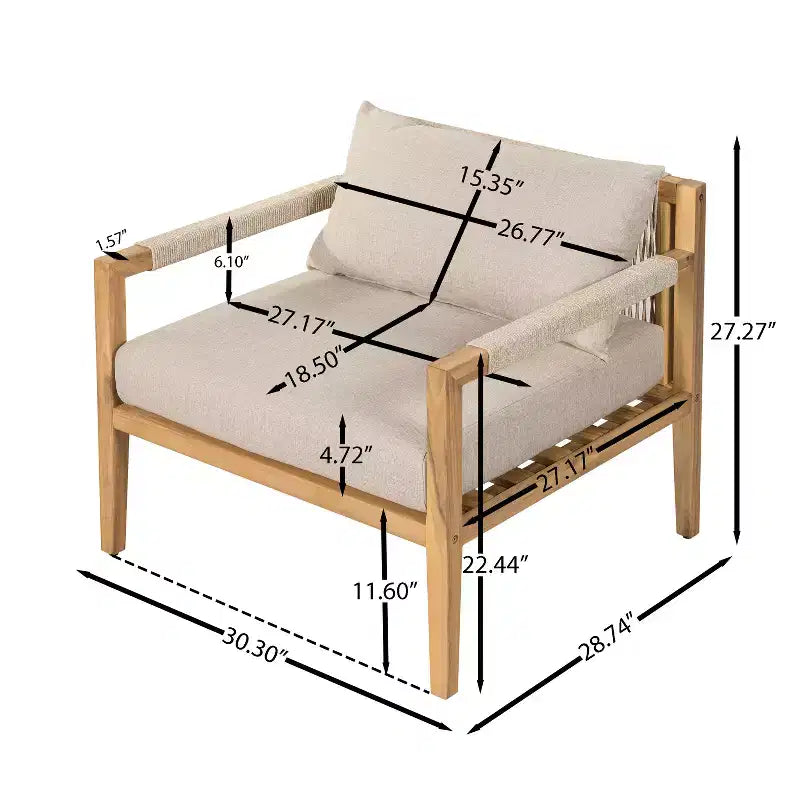 Juego de exterior Christopher Knight Home Justina de 3 piezas, con silla de cuerda de madera de acacia y mesa auxiliar con azulejos de cerámica