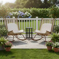 Christopher Knight Home Gaspard Modern Metal Patio Seating Set with Rocking Chairs and Ceramic Tabletop